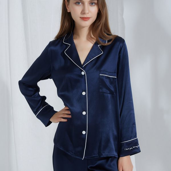 Silk Pyjamas with Contrast Piping | Australia | Silk Only